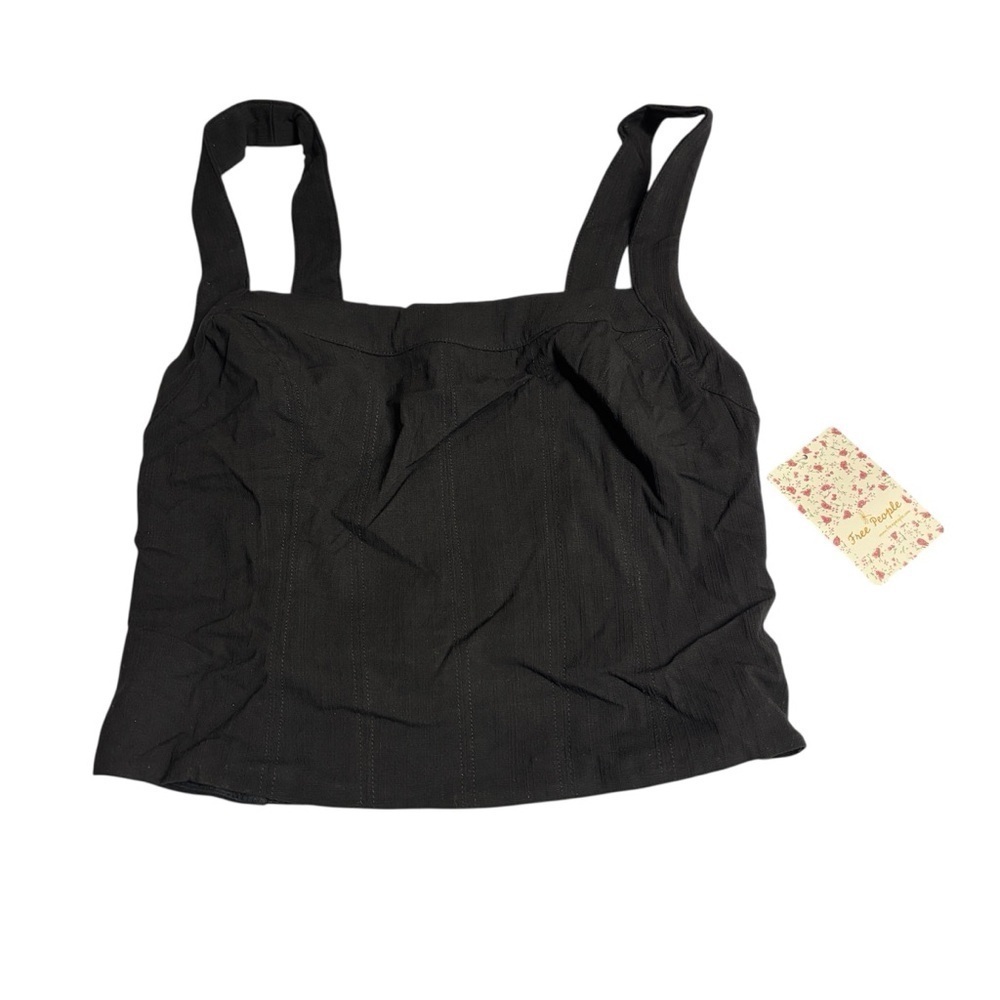 FREE PEOPLE Black Smocked Crop Tank | Size Small | New